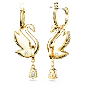 Pendants d'oreilles Swarovski Iconic Swan, Cygne, Jaunes, Placage de ton or - Swarovski, 5647543