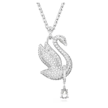 Collana Swarovski Iconic Swan, Cigno, Lunga, Bianca, Placcato rodio - Swarovski, 5647546