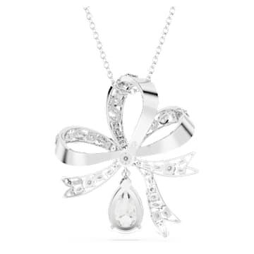 Pandantiv Volta, Fundă, Mare, Alb, Placat cu rodiu - Swarovski, 5647561