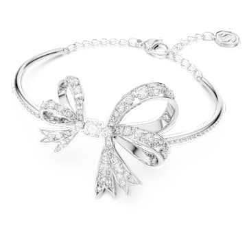 Bracciale rigido Volta, Fiocco, Bianco, Placcato rodio - Swarovski, 5647563