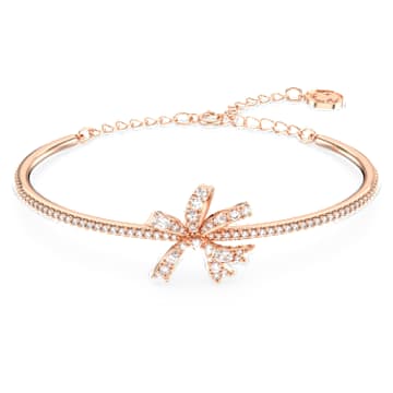 Bransoletka typu bangle Volta, Kokarda, Biała, Powłoka w odcieniu różowego złota - Swarovski, 5647565