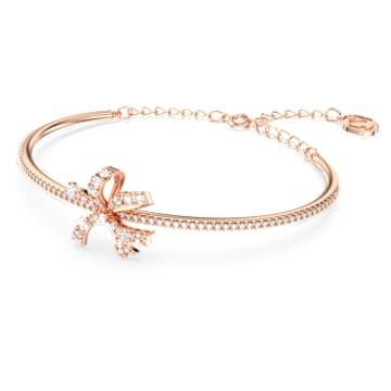 Volta armband, Strik, Wit, Roségoudkleurige toplaag - Swarovski, 5647565