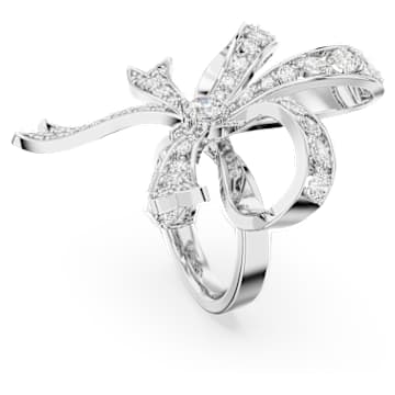 Inel cocktail Volta, Fundă, Mare, Alb, Placat cu rodiu - Swarovski, 5647566