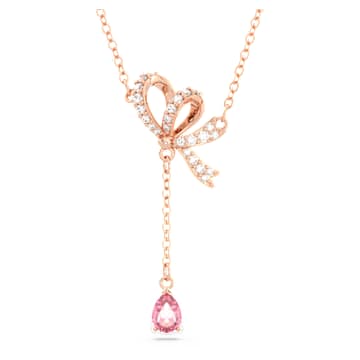 Pendente a Y Volta, Fiocco, Rosa, Placcato color oro rosa - Swarovski, 5647569