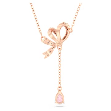 Pendentif en Y Volta, Nœud, Rose, Placage de ton or rosé - Swarovski, 5647569