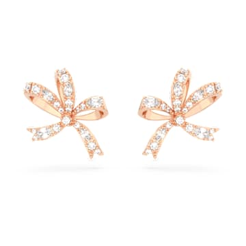 Hyperbola スタッドピアス, リボン, 小, ホワイト, ローズゴールドトーン・プレーティング | Swarovski