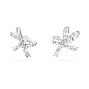 Volta bedugós fülbevaló, Íj, Kicsi, Fehér, Ródium bevonattal - Swarovski, 5647579