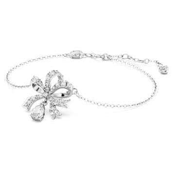 Volta bracelet, Bow, White, Rhodium plated - Swarovski, 5647581