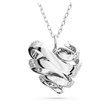 Volta pendant, Heart, Small, White, Rhodium plated - Swarovski, 5647584