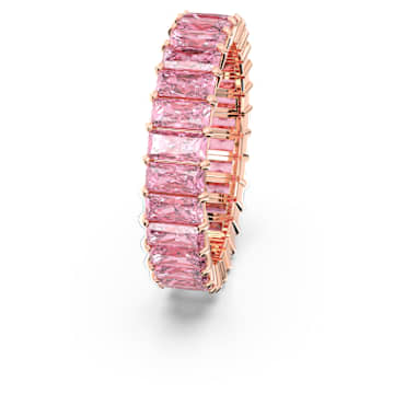 Matrix ring, Baguette cut, Pink, Rose gold-tone plated - Swarovski, 5647589