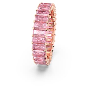 Pierścionek Matrix, Szlif schodkowy typu baguette, Różowy, Powłoka w odcieniu różowego złota - Swarovski, 5647589