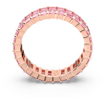 Prsten Matrix, Bagetový výbrus, Růžová, Pokoveno v růžovozlatém odstínu - Swarovski, 5647589