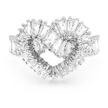 Matrix ring Mixed cuts Heart White Rhodium plated