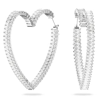 Matrix ringoorbellen, Hart, L, Wit, Rodium toplaag - Swarovski, 5647591