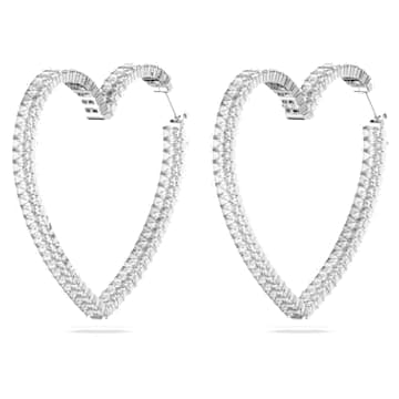Cercei rotunzi Matrix, Inimă, Mari, Albi, Placat cu rodiu - Swarovski, 5647591