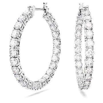 Kolczyki kreole Matrix, Szlif okrągły, Białe, Powłoka z rodu - Swarovski, 5647715