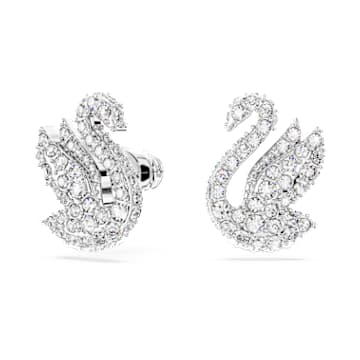 Orecchini a lobo Swarovski Iconic Swan, Cigno, Bianchi, Placcato rodio - Swarovski, 5647873