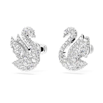 Swarovski Iconic Swan Oorknopjes, Swan, Wit, Rodium toplaag - Swarovski, 5647873