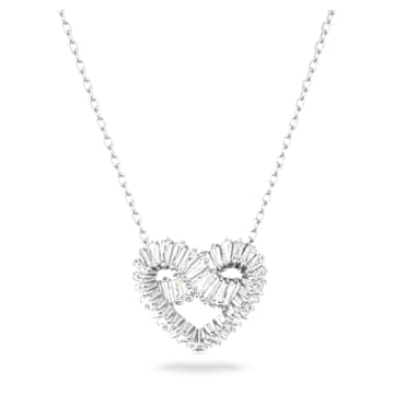 Pandantiv Matrix, Tăieturi mixte, Inimă, Alb, Placat cu rodiu - Swarovski, 5647924