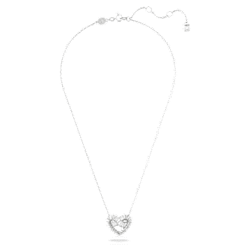 Colgante Matrix, Tallas mixtas, Corazón, Blanco, Baño de rodio - Swarovski, 5647924