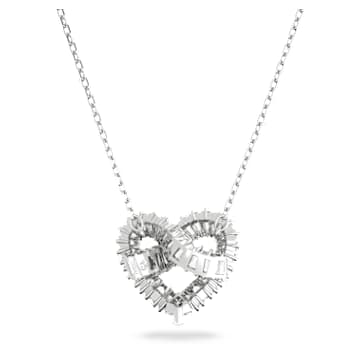 Colgante Matrix, Tallas mixtas, Corazón, Blanco, Baño de rodio - Swarovski, 5647924