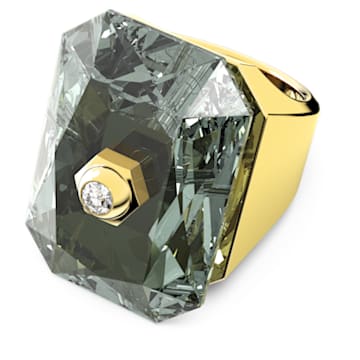 Numina cocktail ring, Octagon cut, Grey, Gold-tone plated - Swarovski, 5648233