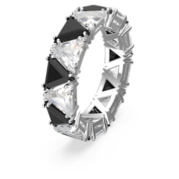 Ortyx cocktail ring, Triangle cut, Black, Rhodium plated - Swarovski, 5648248