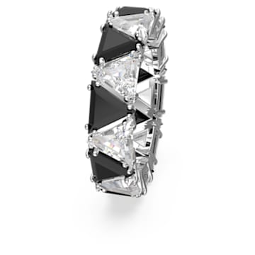 Ortyx cocktail ring, Triangle cut, Black, Rhodium plated - Swarovski, 5648249