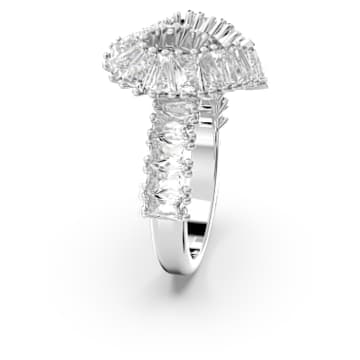 Matrix cocktail ring, Mixed cuts, Heart, White, Rhodium plated - Swarovski, 5648292