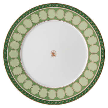 Signum dinner plate, Porcelain, Green by SWAROVSKI