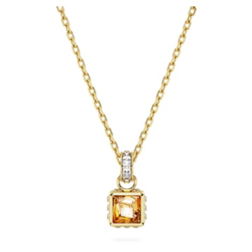 Stilla pendant, Square cut, Yellow, Gold-tone plated - Swarovski, 5648749
