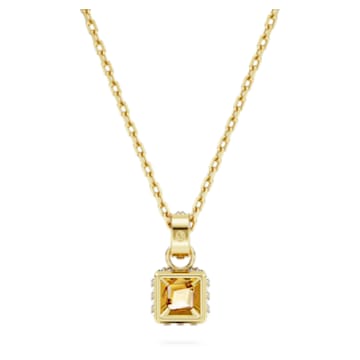 Stilla pendant, Square cut, Yellow, Gold-tone plated - Swarovski, 5648749