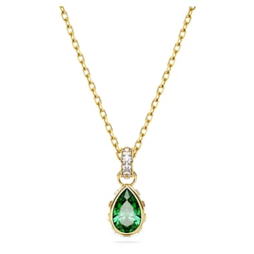 Pendentif Chroma, Taille poire, Vert, Placage de ton or par SWAROVSKI