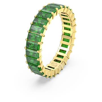 Inel Matrix, Tăietură baghetă, Verde, Placat cu auriu - Swarovski, 5648909