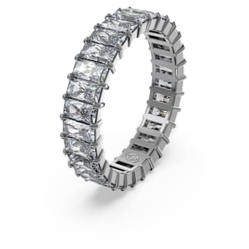 Matrix ring, Baguette cut, Gray, Ruthenium plated - Swarovski, 5648914