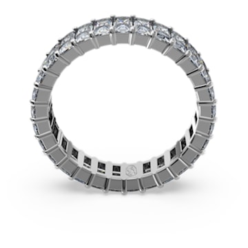 Matrix ring, Baguette cut, Gray, Ruthenium plated - Swarovski, 5648914