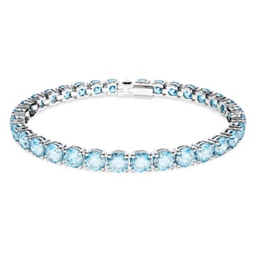 Matrix Tennis bracelet, Round cut, Medium, Blue, Rhodium plated - Swarovski, 5648927