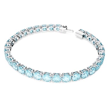 Matrix Tennis bracelet, Round cut, Medium, Blue, Rhodium plated - Swarovski, 5648928