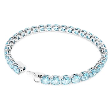 Matrix Tennis bracelet, Round cut, Medium, Blue, Rhodium plated - Swarovski, 5648928