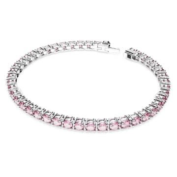 Bracelet Matrix Tennis, Coupe ronde, Petit, Rose, Métal rhodié - Swarovski, 5648930