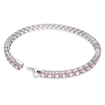 Matrix Tennis bracelet, Round cut, Small, Pink, Rhodium plated - Swarovski, 5648932