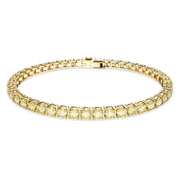 Matrix Tennis Armband, Rundschliff, Klein, Gelb, Goldlegierungsschicht - Swarovski, 5648933