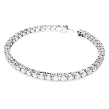 Matrix Tennis bracelet, Round cut, Small, White, Rhodium plated - Swarovski, 5648936