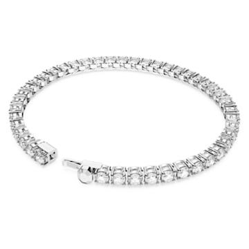 Matrix Tennis bracelet, Round cut, Small, White, Rhodium plated - Swarovski, 5648936