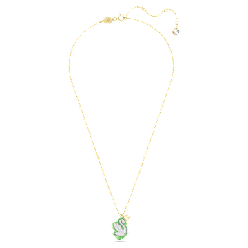 Pop Swan pendant, Swan, Green, Gold-tone plated - Swarovski, 5649198