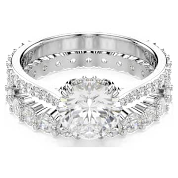 Stilla ring, Set (2), Round cut, White, Rhodium plated | Swarovski