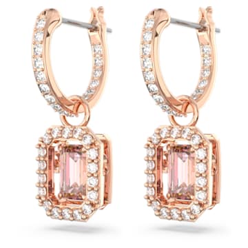 Millenia drop earrings, Octagon cut, Pink, Rose gold-tone plated - Swarovski, 5649474