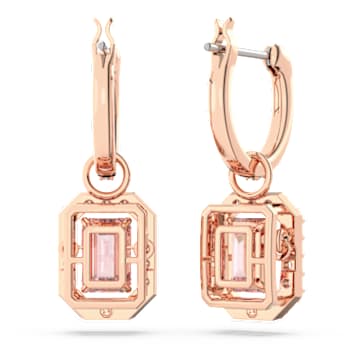 Millenia drop earrings, Octagon cut, Pink, Rose gold-tone plated - Swarovski, 5649474