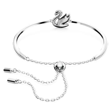 Άκαμπτο βραχιόλι Swarovski Iconic Swan, Κύκνος, Λευκό, Επιμετάλλωση ροδίου - Swarovski, 5649772