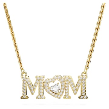 Collar Mother’s Day, Corazón, Blanco, Baño tono oro - Swarovski, 5649933